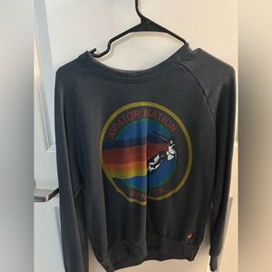 Aviator Nation Charcoal Sweatshirt with Rainbow Graphic